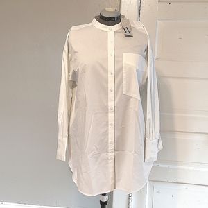 Brand New white button down tunic blouse Large